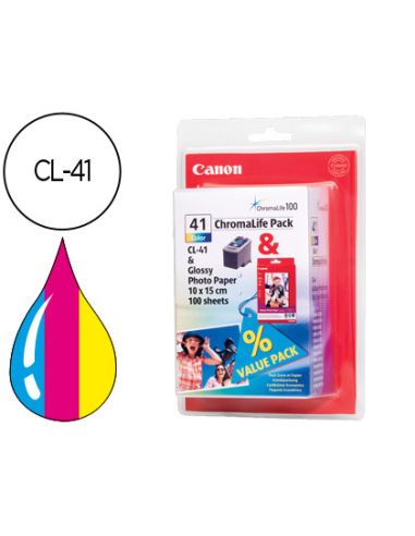 Ink-Jet Canon Ip1200 1300 1600 2200 Mp150 160 170 450 460 Jx200 500 Tricolor Cl-41