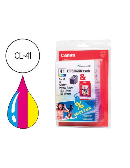 Ink-Jet Canon Ip1200 1300 1600 2200 Mp150 160 170 450 460 Jx200 500 Tricolor Cl-41