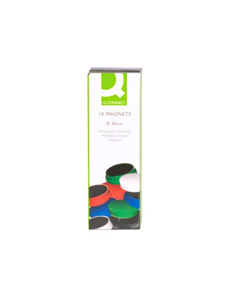 Iman Para Sujecion Q-Connect Ideal Para Pizarras Magneticas20 Mm Colores Surtidos Caja De 10 Unidades