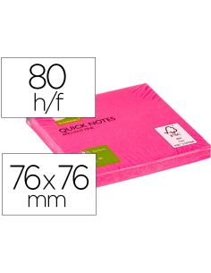 Bloc de notas adhesivas quita y pon q-connect 76x76 mm rosa neon 80 hojas