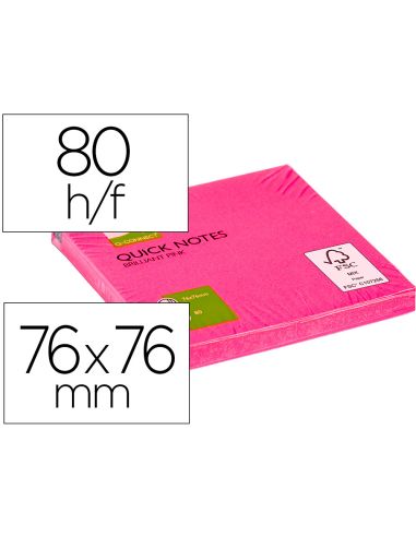Bloc de notas adhesivas quita y pon q-connect 76x76 mm rosa neon 80 hojas