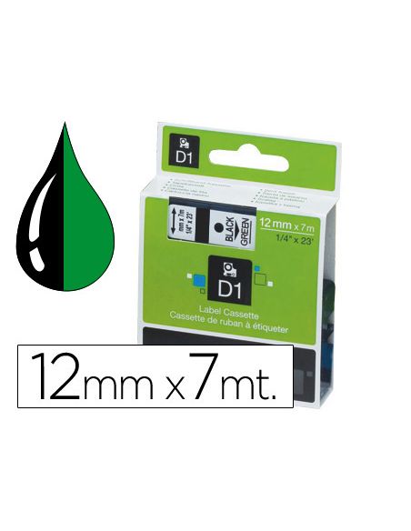 Cinta Dymo 1000 Negro-Verde 12Mm X 7Mt D1