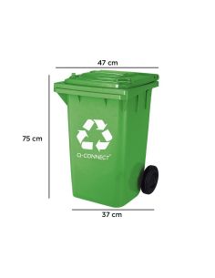 Papelera Contenedor Q-Connect Plastico Verde Para Envases De Vidrio 100L Con Tapa Y Ruedas 750X470X370 Mm 2