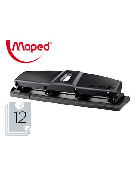 Taladrador Maped Essentials Metal 4 Taladros Capacidad 12 Hojas Color Negro