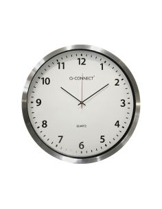 Reloj Q-Connect De Pared Plastico Oficina Redondo 50 Cm Marco Cromado 2