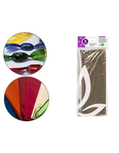 Papel Celofan Liderpapel 50X70 Cm 22G/M2 Bolsa De 5 Hojas Transparente
