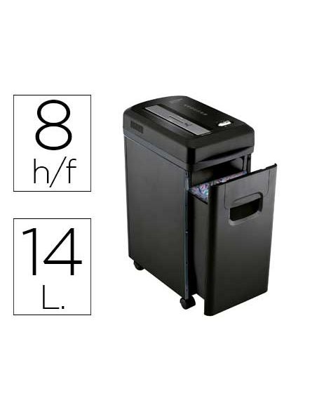 Destructora De Documentos Q-Connect Kf15547 Capacidad De Corte 8 H Destruye Grapas Clips Y Tarjetas Papelera 15L