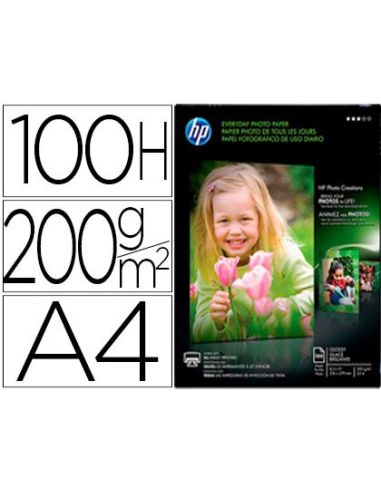 Papel Fotografico Hp Din A4 Semi Glossy 200 Gr Paquete De 100 Hojas|Libreriasalesiana
