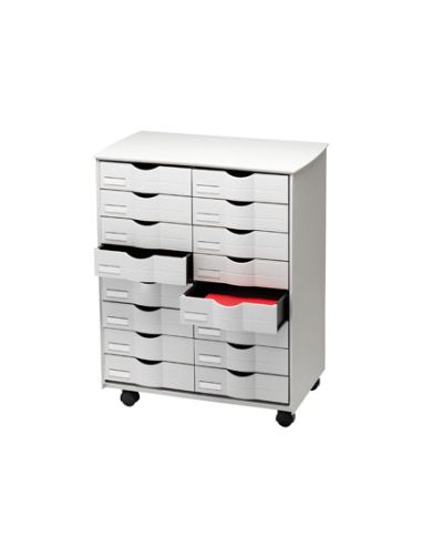 Mueble Auxiliar Paperflow Para Oficina Negro 16 Cajones En 2 Columnas Gris5X382 71,5X58X34,3 Cm