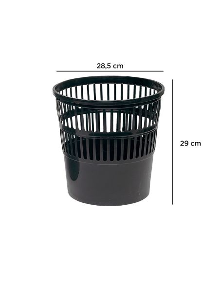 Papelera Plastico Q-Connect 15 Litros Rejilla Color Negro 285X290 Mm
