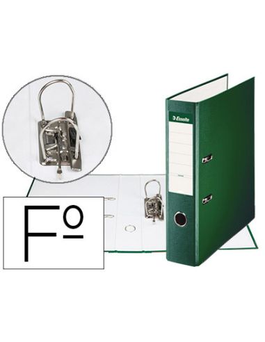Archivador De Palanca Esselte Carton Forrado Pvc Folio Lomo De 75 Mm Con Rado Verde