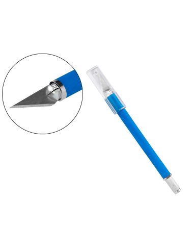 Bisturi Q-Connect Metalico Aleacion De Aluminio Con Goma - 5 Cuchillas De Repuesto - Blister 1 Unidad