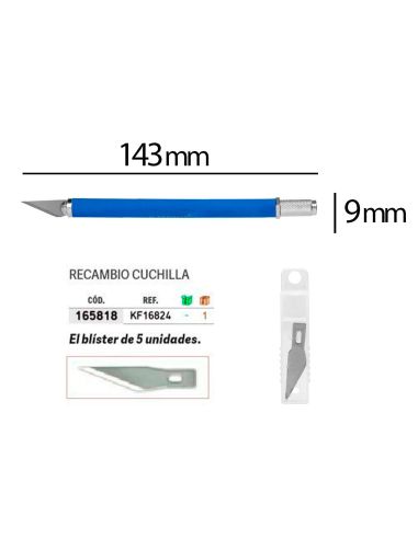 Bisturi Q-Connect Metalico Aleacion De Aluminio Con Goma - 5 Cuchillas De Repuesto - Blister 1 Unidad