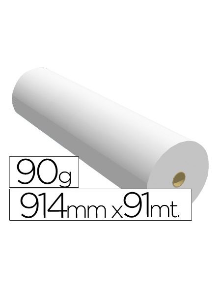 Papel Reprografia Para Plotter 914Mmx91Mt 90Gr Impresion Ink-Jet