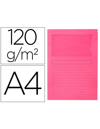 Subcarpeta Cartulina Q-Connect Din A4 Rosa Con Ventana Transparente 120 G/M2