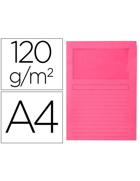 Subcarpeta Cartulina Q-Connect Din A4 Rosa Con Ventana Transparente 120 G/M2