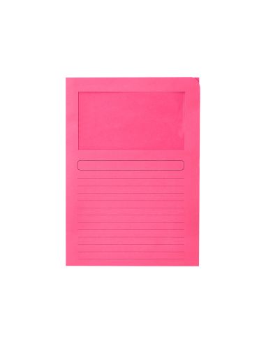 Subcarpeta Cartulina Q-Connect Din A4 Rosa Con Ventana Transparente 120 G/M2