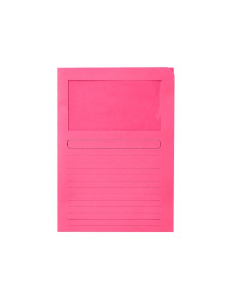 Subcarpeta Cartulina Q-Connect Din A4 Rosa Con Ventana Transparente 120 G/M2