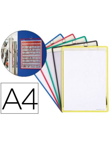 Funda Para Colgar Djois Din A4 Anilla Metalica Ideal Para Pizarras De Corcho Pack De 5 Unidades Colores Surtidos