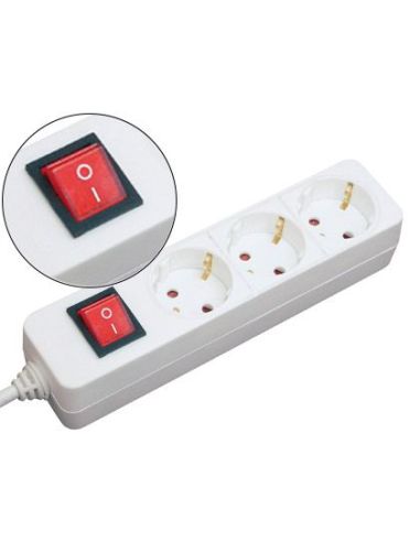Regleta 3 Tomas Mediarange Blanca Con Interruptor Longitud Cable 1,4M|Libreriasalesiana