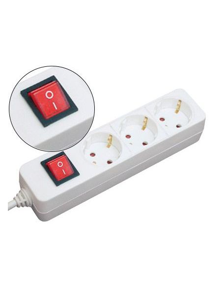 Regleta 3 Tomas Mediarange Blanca Con Interruptor Longitud Cable 1,4M|Libreriasalesiana
