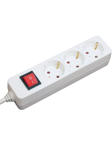 Regleta 3 Tomas Mediarange Blanca Con Interruptor Longitud Cable 1,4M|Libreriasalesiana