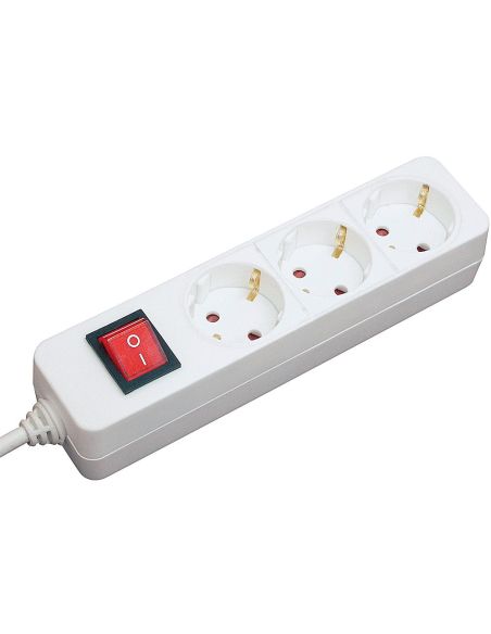 Regleta 3 Tomas Mediarange Blanca Con Interruptor Longitud Cable 1,4M|Libreriasalesiana