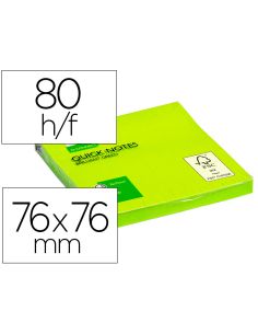 Bloc de notas adhesivas quita y pon q-connect 76x76 mm verde neon 80 hojas