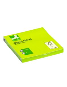 Bloc de notas adhesivas quita y pon q-connect 76x76 mm verde neon 80 hojas 2