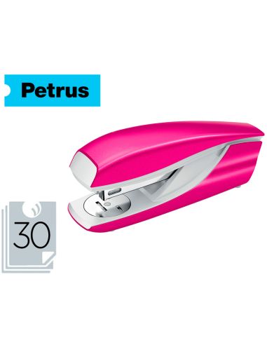 Grapadora Petrus Mod 635 Wow Fucsia Metalizada Capacidad 30 Hojas