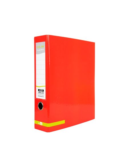 Archivador De Palanca Liderpapel A4 Color System Forrado Sin Rado Lomo 80Mm Rojo Compresor Metalico