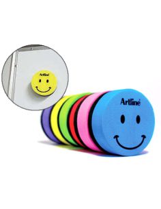 Borrador Artline Pizarra Blanca Redondo Magnetico Cara Smiley Colores Surtidos