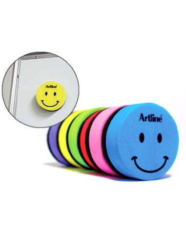 Borrador Artline Pizarra Blanca Redondo Magnetico Cara Smiley Colores Surtidos