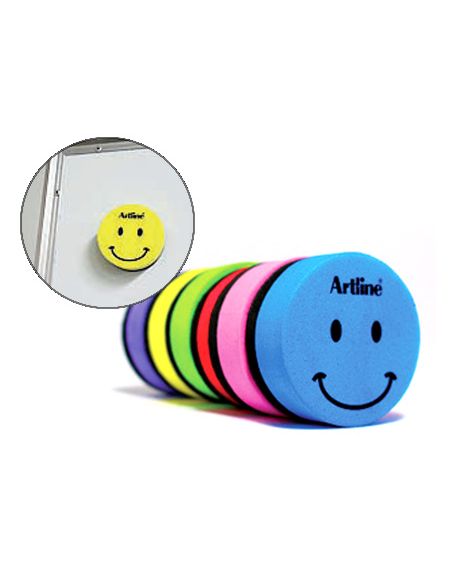 Borrador Artline Pizarra Blanca Redondo Magnetico Cara Smiley Colores Surtidos