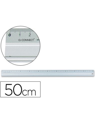 Regla Q-Connect Metalica Aluminio 50 Cm