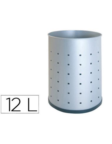 Papelera Metalica 101-R Plateada Pintada Perforada 315X215 Mm