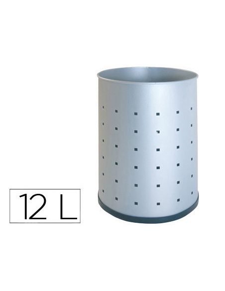 Papelera Metalica 101-R Plateada Pintada Perforada 315X215 Mm