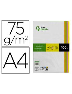 Papel Color Liderpapel Din A4 75 Gr Neon 4 Colores Surtidos Paquete De 100 Hojas