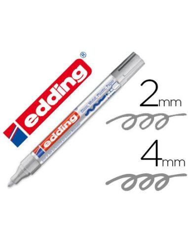 Rotulador Edding Punta Fibra 750 Plata Punta Redonda 2-4 Mm