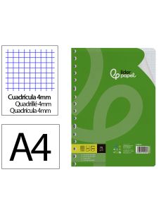 Recambio Liderpapel A4 100 Hojas 75Gr Cuadro 4Mm Con Margen 16 Taladros 2