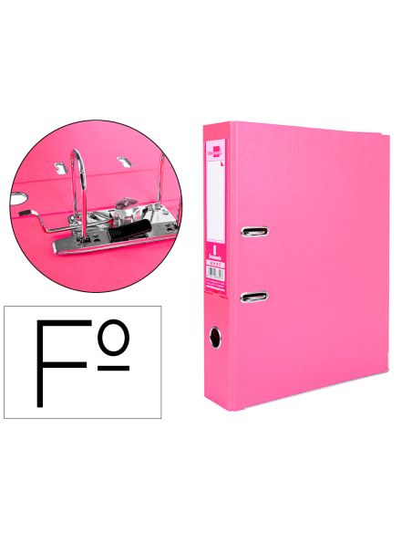 Archivador De Palanca Liderpapel Folio Documenta Forrado Pvc Con Rado Lomo 75 Mm Rosa Compresor Metalico