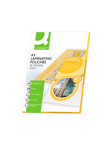 Bolsa De Plastificar Q-Connect 303 X 426 Mm 80 Mc Din A3 Mate Caja De 100 Unidades