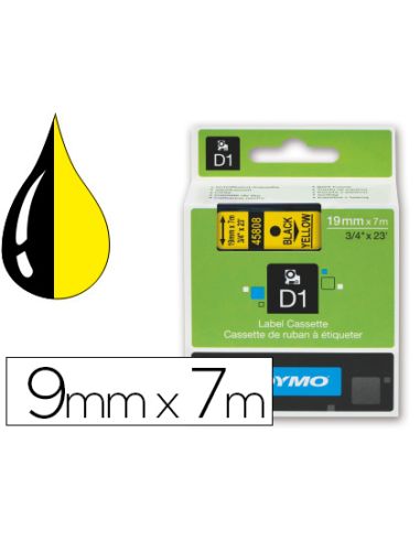 Cinta Dymo Negro Amarillo 9Mm X 7 Mt D1