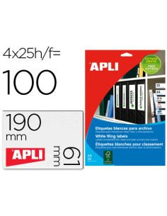 Etiqueta Adhesiva Apli 1233 Tamaño 190X61 Mm Para Fotocopiadora Laser Ink-Jet Caja 25 Hojas Con 100