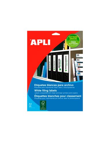 Etiqueta Adhesiva Apli 1233 Tamaño 190X61 Mm Para Fotocopiadora Laser Ink-Jet Caja 25 Hojas Con 100