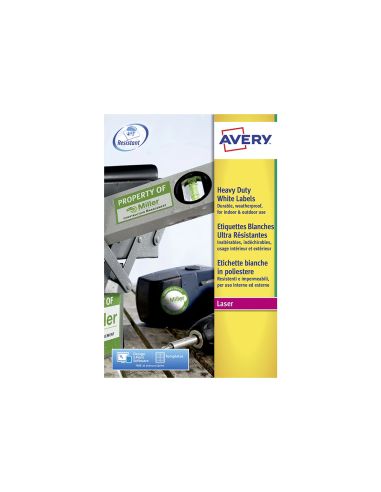 Etiqueta Adhesiva Avery Poliester Blanca 210X297 Mm Resistente Laser Pack De 20 Unidades
