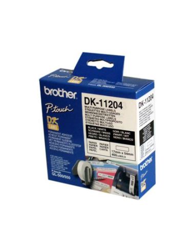 Etiqueta Adhesiva Brother Dk11204 -Tamaño 17X54 Mm Para Impresoras De Etiquetas Ql -400 Etiquetas-