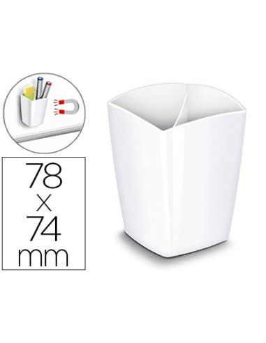 Cubilete Portalapices Cep Blanco Opaco Plastico Magnetico 78X74X95 Mm