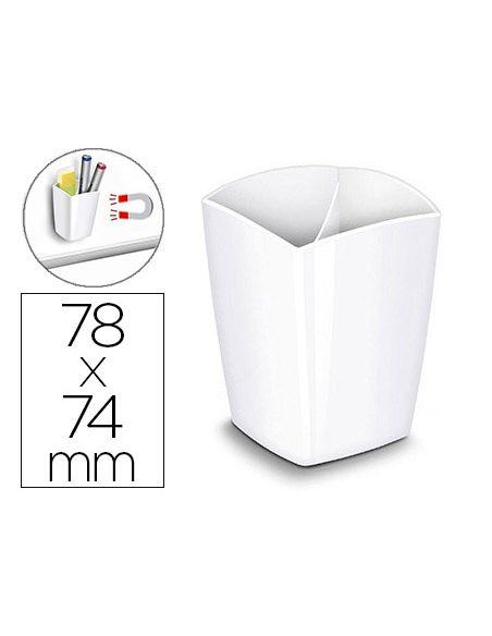 Cubilete Portalapices Cep Blanco Opaco Plastico Magnetico 78X74X95 Mm