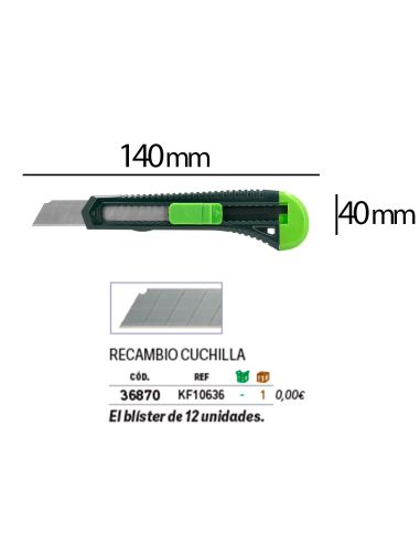 Cuter Q-Connect Plastico Ancho Con Asa Para Colgar Cuchilla 18 Mm Xd-43 Blister 1 Unidad